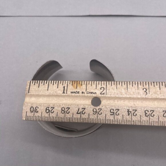 A.V. Max NYC Wide Hammered Brass Concave Cuff Bracelet Silver Tone - Picture 7 of 7